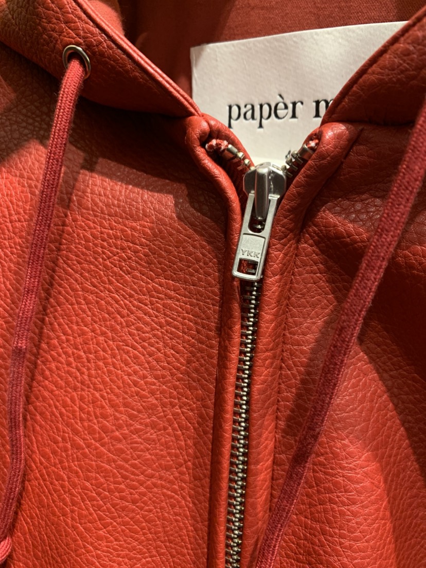 PAPERMOON韓國代購㊣女士新品時尚人氣休閑夾克連帽拉鏈衫皮革paper moon夾克