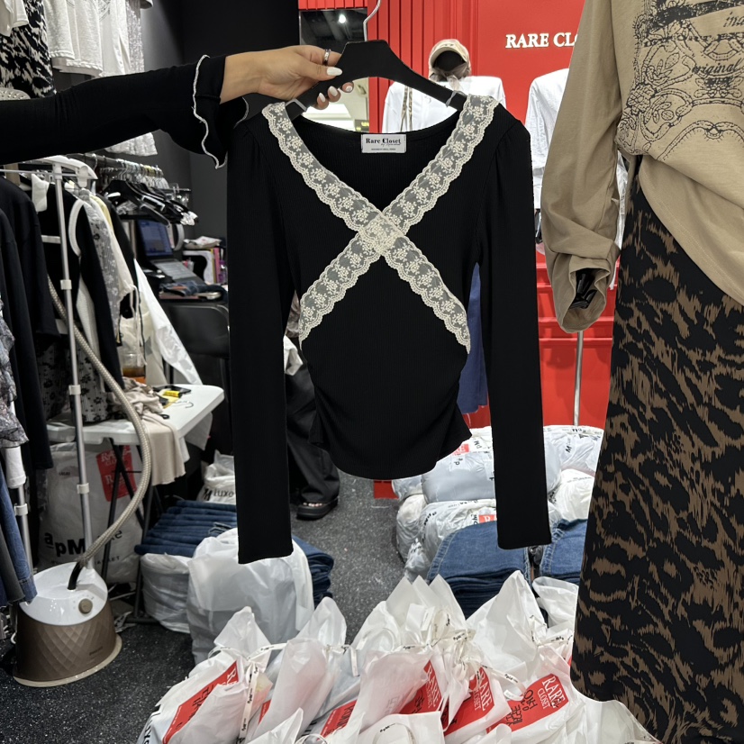 RARE CLOSET東大門㊣代購女士新款真品熱賣人氣25秋冬長袖T恤RARE CLOSET長袖T恤圖色3
