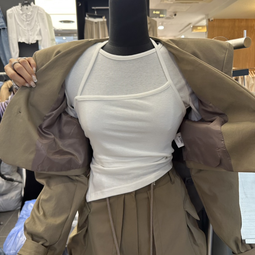 A-DEL韓國代購㊣女裝新款人氣休閑時尚真品推薦長袖T恤假兩件A-DEL長袖T恤圖色4