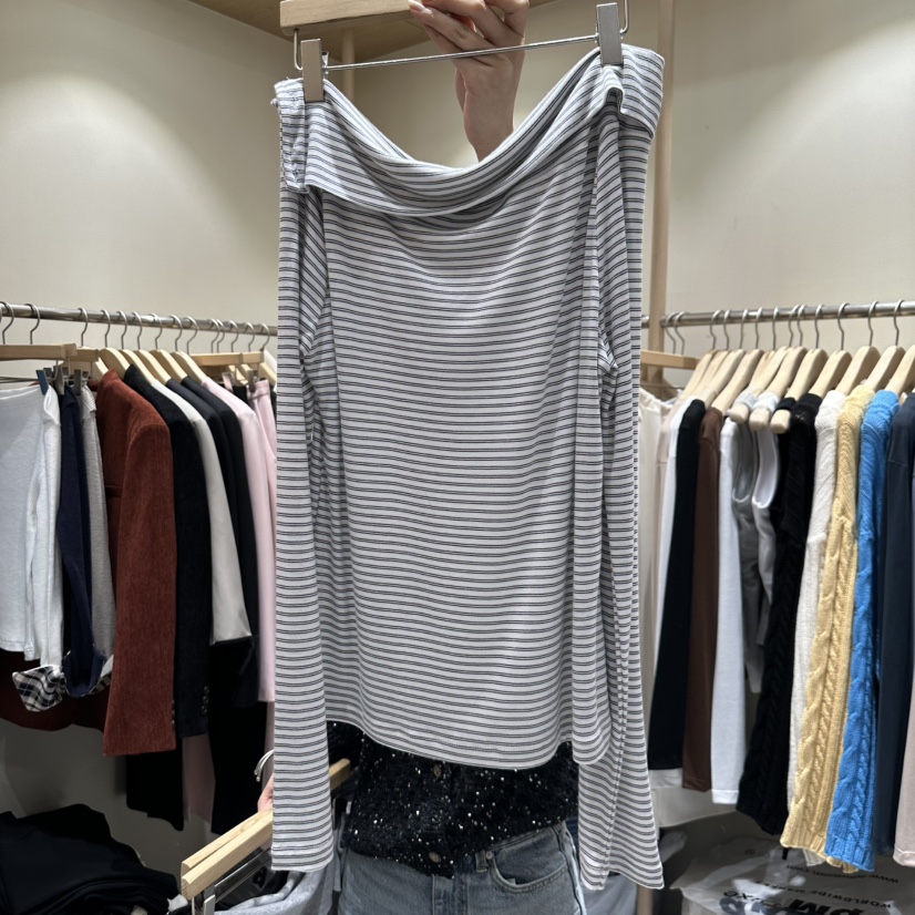 VINTAGE VIBE東大門㊣實拍女士新品休閑真品人氣長袖T恤露肩VINTAGE VIBE長袖T恤
