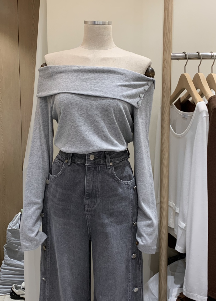 VINTAGE VIBE東大門㊣實拍女士新品休閑真品人氣長袖T恤露肩VINTAGE VIBE長袖T恤