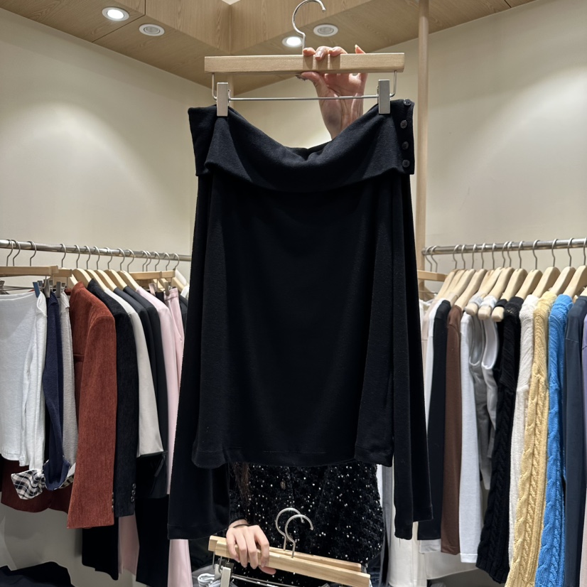 VINTAGE VIBE東大門㊣實拍女士新品休閑真品人氣長袖T恤露肩VINTAGE VIBE長袖T恤圖色2