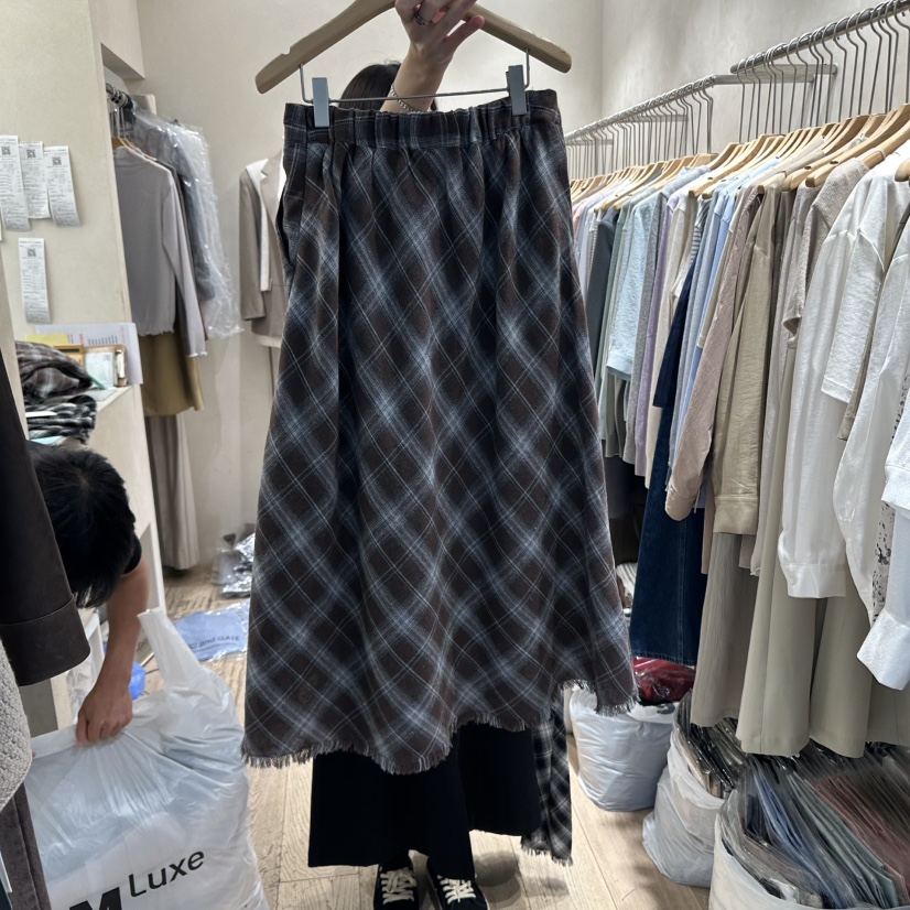 2ND GATE東大門㊣實拍女裝新品休閑25秋冬推薦時尚長裙格紋2ND GATE長裙