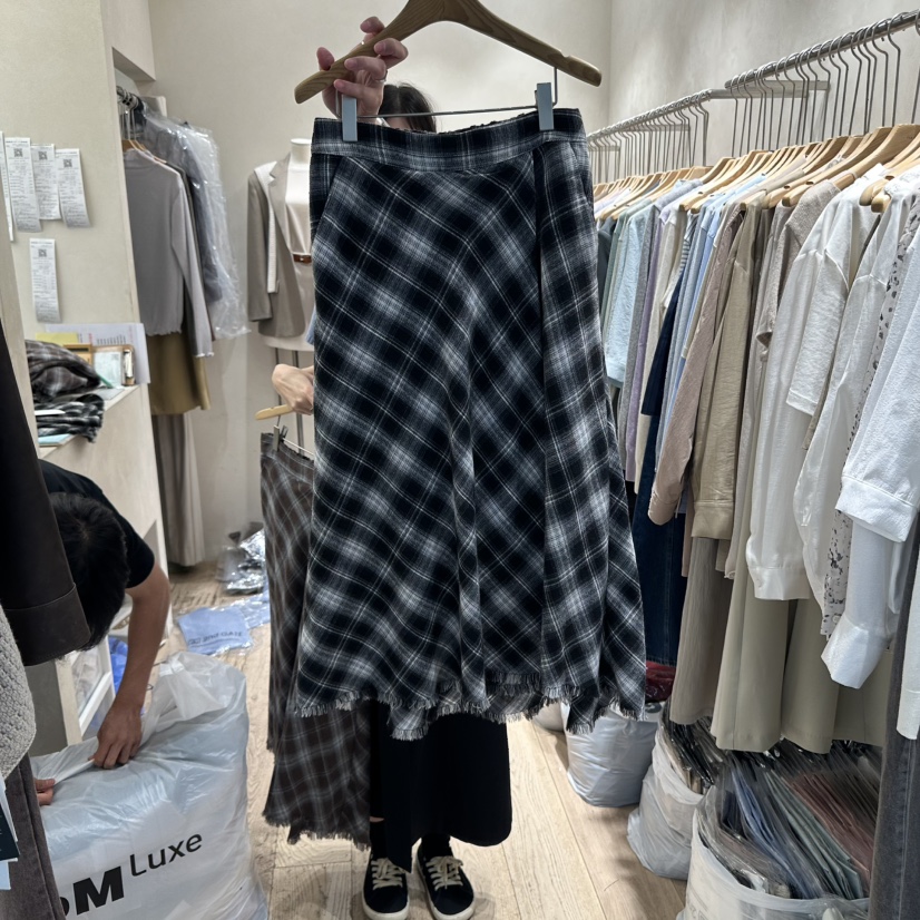 2ND GATE東大門㊣實拍女裝新品休閑25秋冬推薦時尚長裙格紋2ND GATE長裙