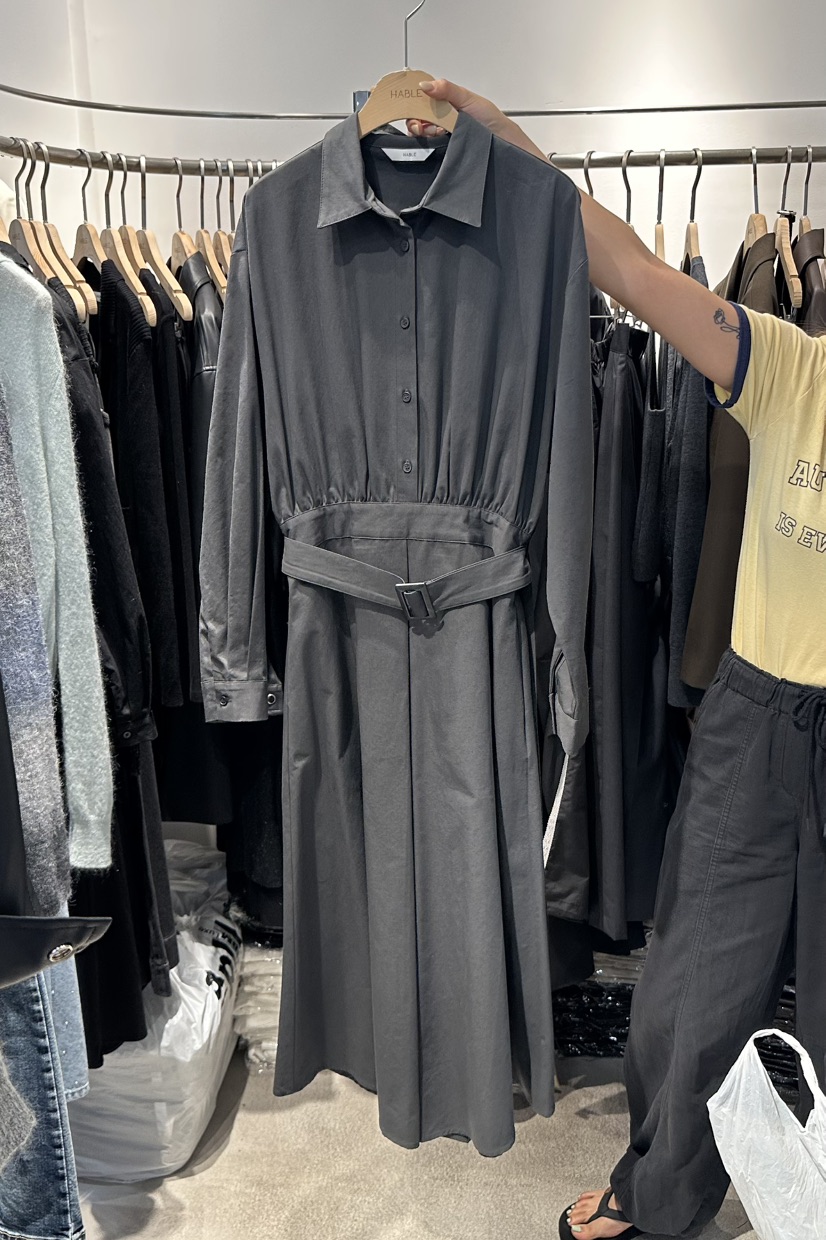 HABLE東大門㊣代購女士新品熱賣時尚推薦25秋冬連衣裙含腰帶HABLE連衣裙圖色3