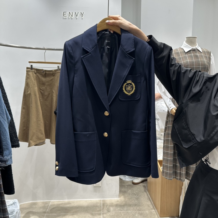 ENVY韓國直郵㊣女裝新品25秋冬熱賣時尚人氣真品職業夾克刺繡ENVY夾克