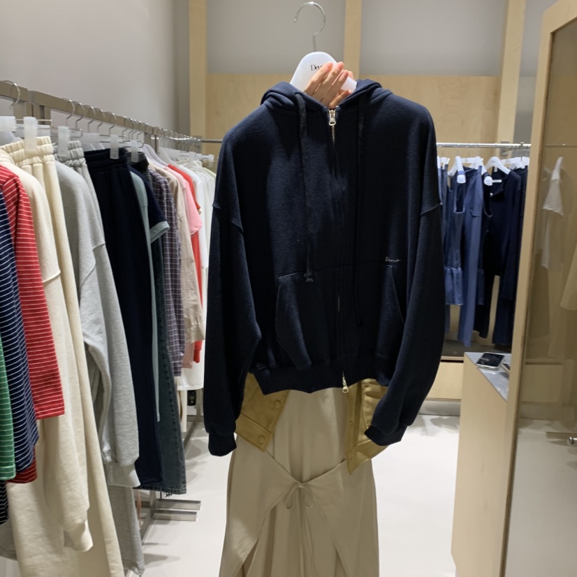 DEUO東大門㊣代購女士新品25秋冬休閑時尚熱賣衛衣連帽拉鏈衫DEUO衛衣圖色2
