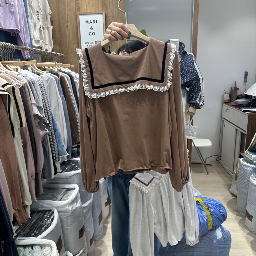 MARI CO韓國直郵㊣女士新款25秋冬時尚休閑真品人氣長袖T恤MARI CO長袖T恤