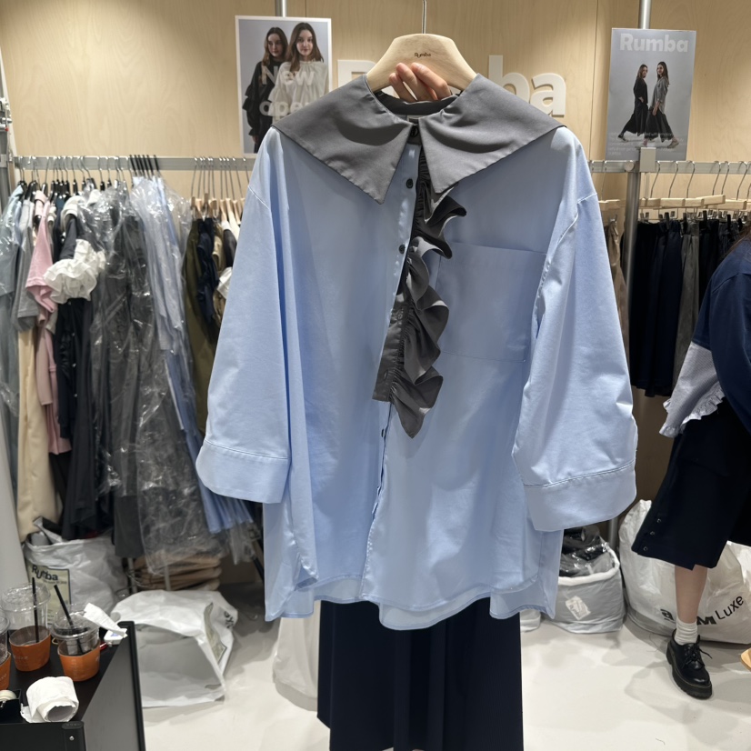 RUMBA韓國代購㊣女士新款25秋冬推薦人氣熱賣職業襯衫蕾絲衫RUMBA襯衫/蕾絲衫