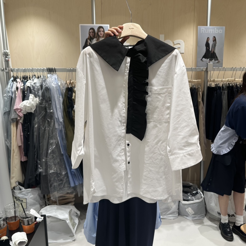 RUMBA韓國代購㊣女士新款25秋冬推薦人氣熱賣職業襯衫蕾絲衫RUMBA襯衫/蕾絲衫圖色2