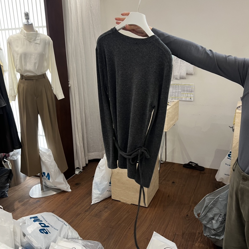 UNDERSTANDING東大門㊣直郵女士新款人氣長袖T恤含腰繩寬松UNDERSTANDING長袖T恤