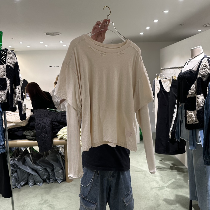 JERRY HALL-P韓國直郵㊣女裝新品真品25秋冬長袖T恤假兩件JERRY HALL長袖T恤圖色3