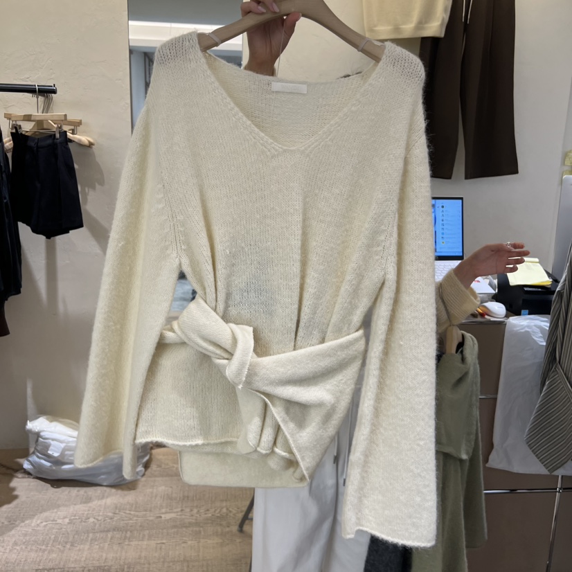 W AND J韓國代購㊣女裝新品職業推薦針織衫馬海毛披肩套裝W AND J針織衫圖色4