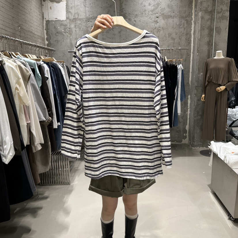 JUNI韓國代購㊣女裝新款熱賣時尚真品職業推薦休閑長袖T恤船領my juni長袖T恤