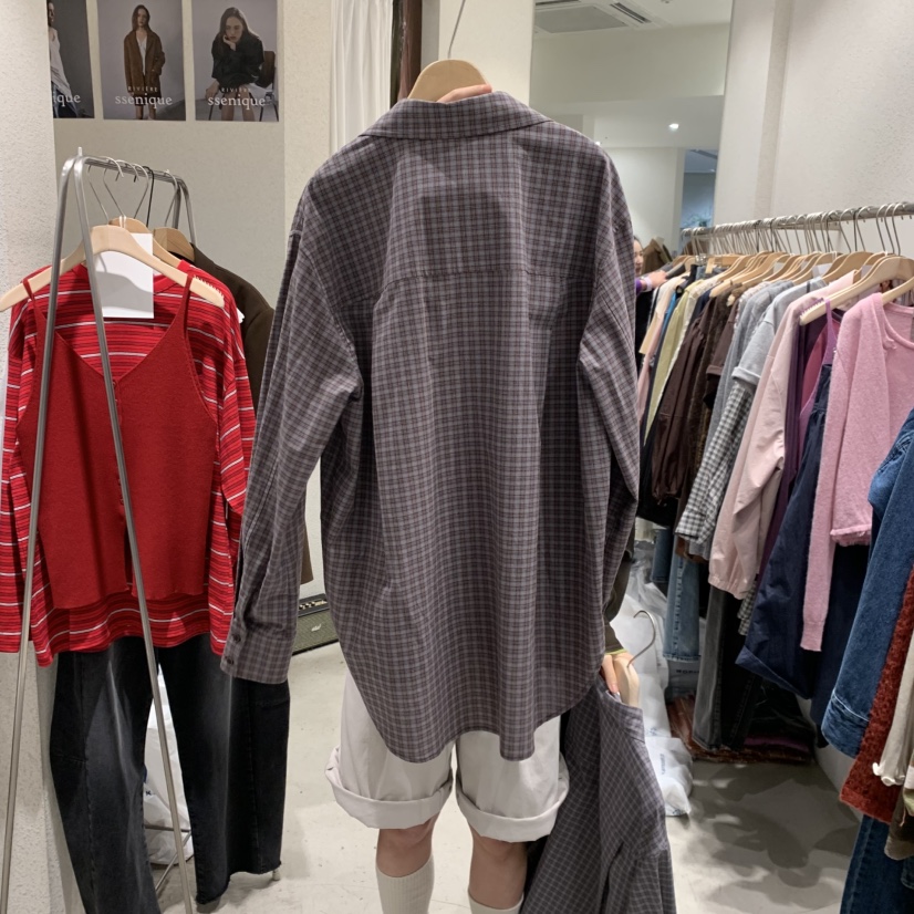 SSEMIENNE韓國代購㊣女士新款時尚熱賣職業25秋冬襯衫蕾絲衫格紋SSENIQUE襯衫/蕾絲衫