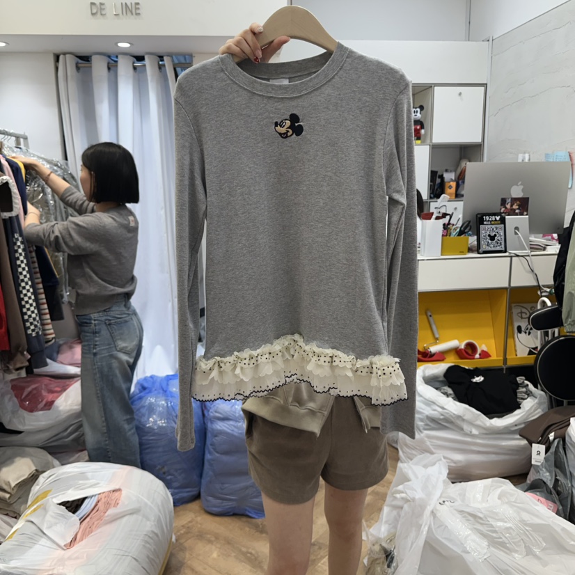 DE LINE韓國直郵㊣女裝新款熱賣25秋冬時尚休閑人氣長袖T恤DE LINE長袖T恤