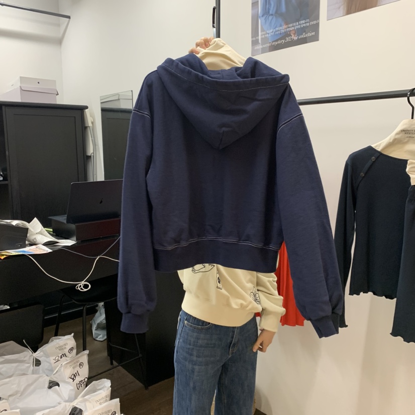 UNANSWERED-MYSTERY東大門㊣代購女裝新品推薦衛衣連帽拉鏈衫UNANSWERED/MYSTERY衛衣