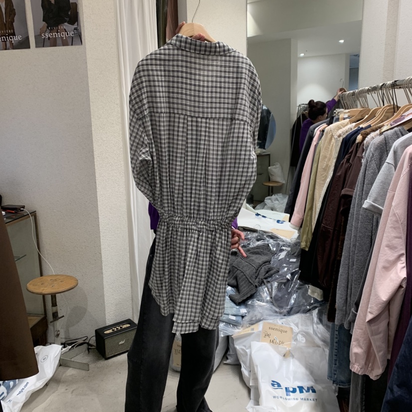 SSEMIENNE東大門㊣直郵女裝新品職業時尚人氣推薦連衣裙格紋SSENIQUE連衣裙
