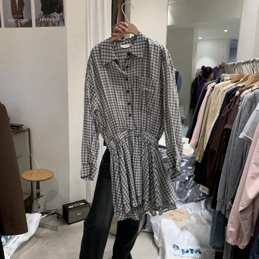 SSEMIENNE東大門㊣直郵女裝新品職業時尚人氣推薦連衣裙格紋SSENIQUE連衣裙