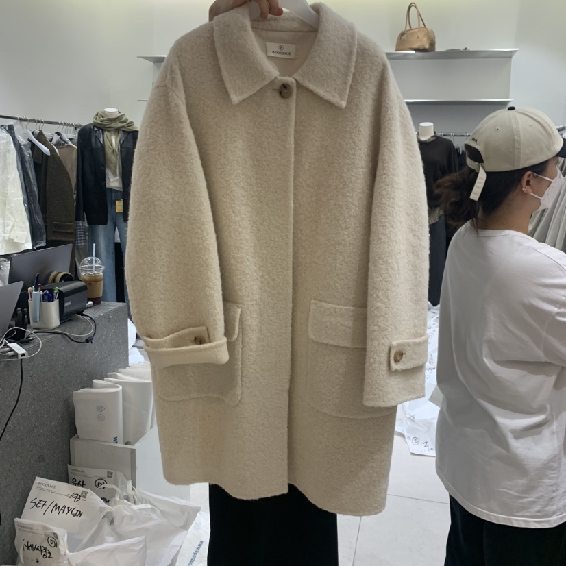 WOOD SAGE東大門㊣直郵女裝新款熱賣人氣25秋冬中長款大衣WOOD SAGE中長款大衣