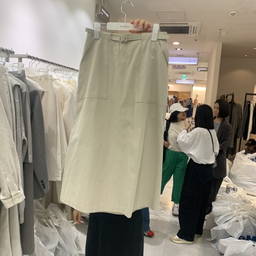 WOOD SAGE東大門㊣代購女士新品推薦職業熱賣25秋冬長裙含腰帶WOOD SAGE長裙