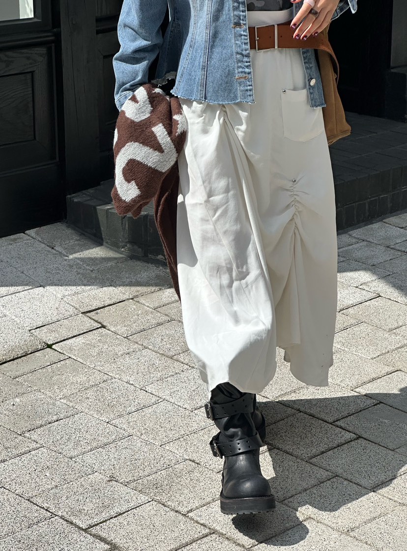 ZEROZERO韓國直郵㊣女裝新款職業休閑人氣真品長裙腰帶褶皺ZEROZERO長裙