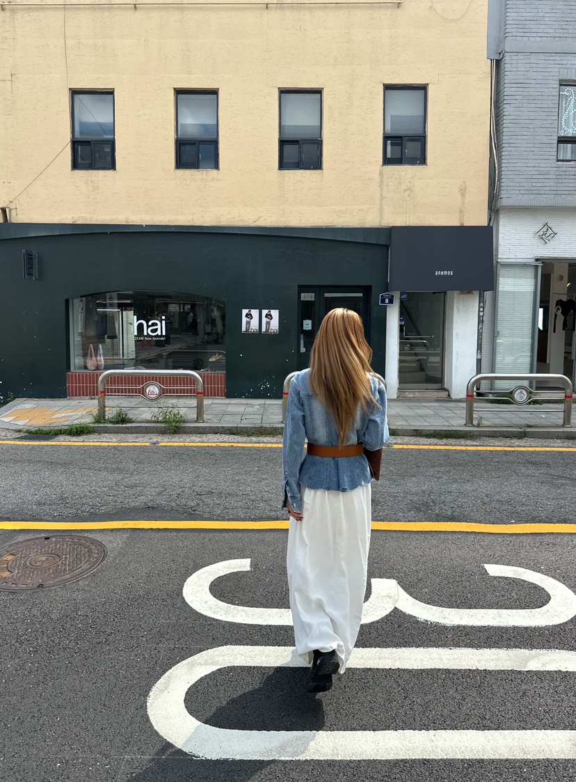 ZEROZERO韓國直郵㊣女裝新款職業休閑人氣真品長裙腰帶褶皺ZEROZERO長裙
