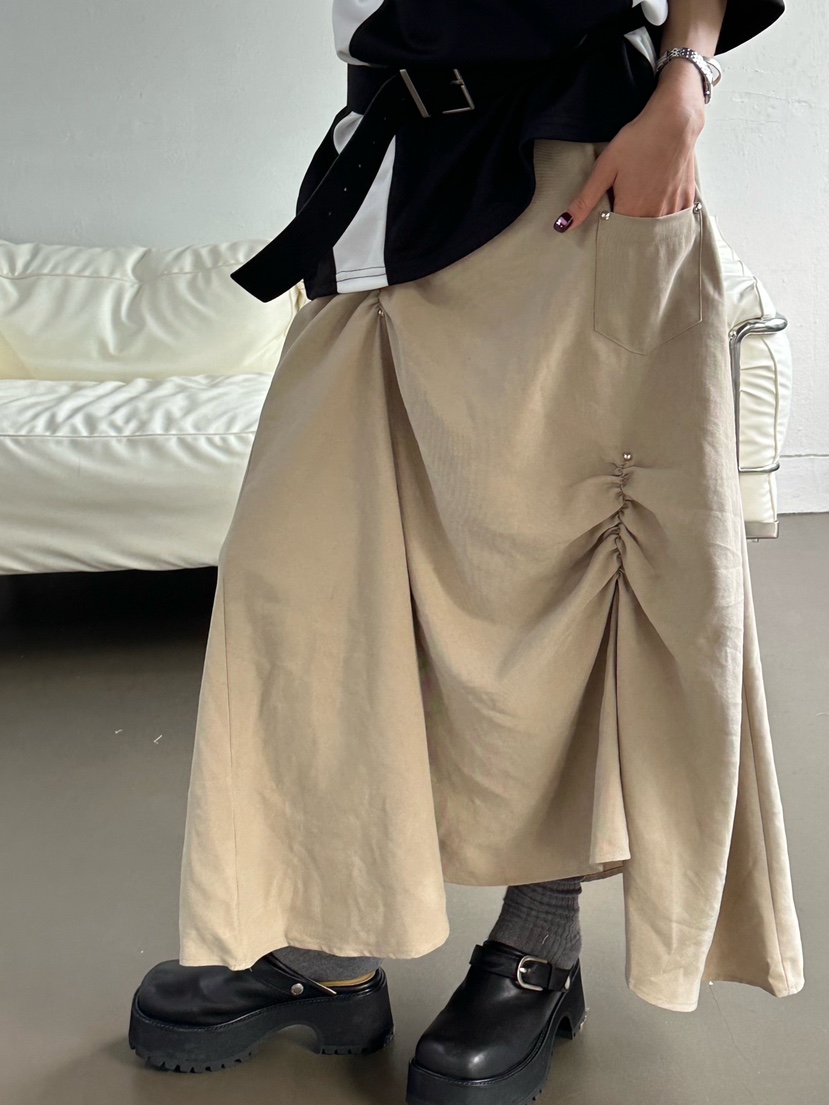 ZEROZERO韓國直郵㊣女裝新款職業休閑人氣真品長裙腰帶褶皺ZEROZERO長裙