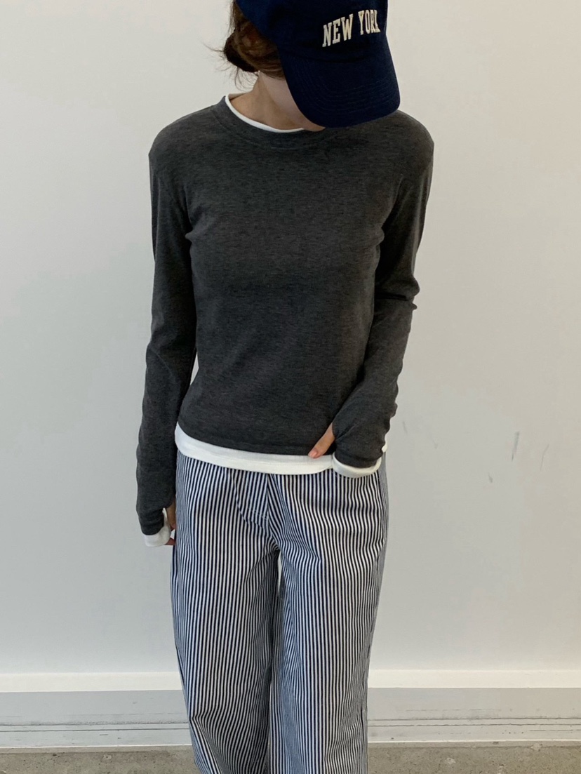 COBALT BLUE東大門㊣直郵女士新品真品25秋冬長袖T恤假兩件COBALT BLUE長袖T恤