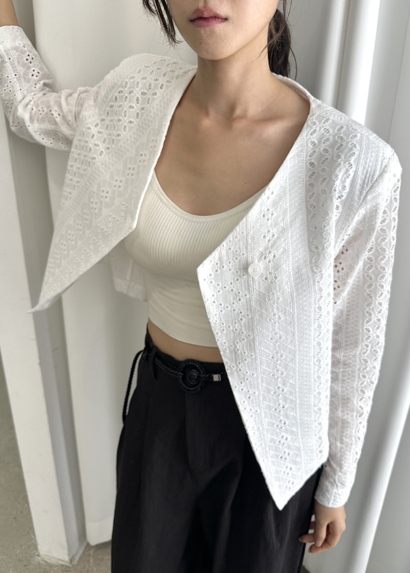 CLASSY-O韓國代購㊣女士新款時尚熱賣休閑夾克刺繡短款蕾絲CLASSY-O夾克