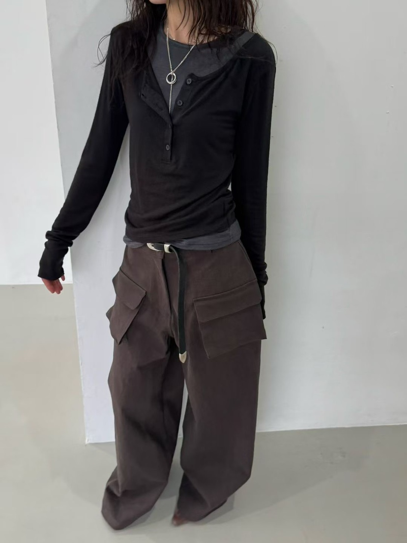 MINIMUZE東大門㊣實拍女裝新品休閑人氣時尚真品長袖T恤假兩件MINIMUZE長袖T恤