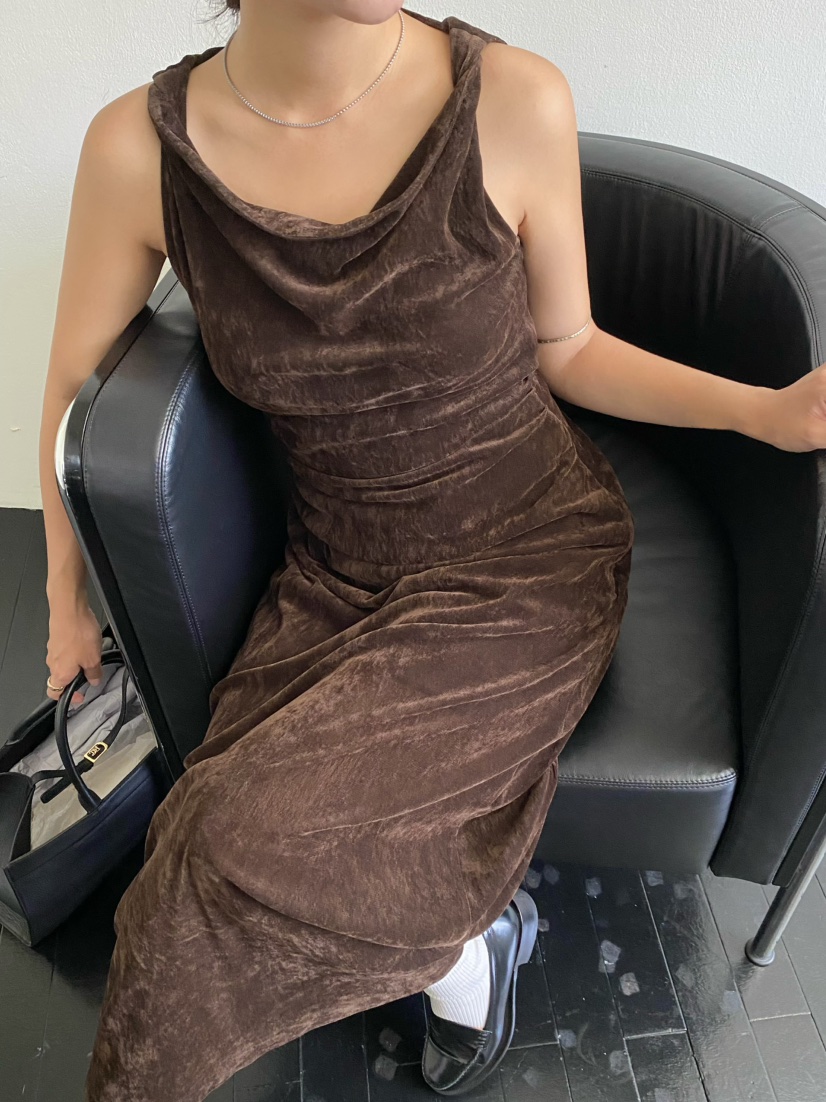 OUPPT韓國代購㊣女裝新款時尚熱賣人氣真品連衣裙天鵝絨網眼OUPPT連衣裙