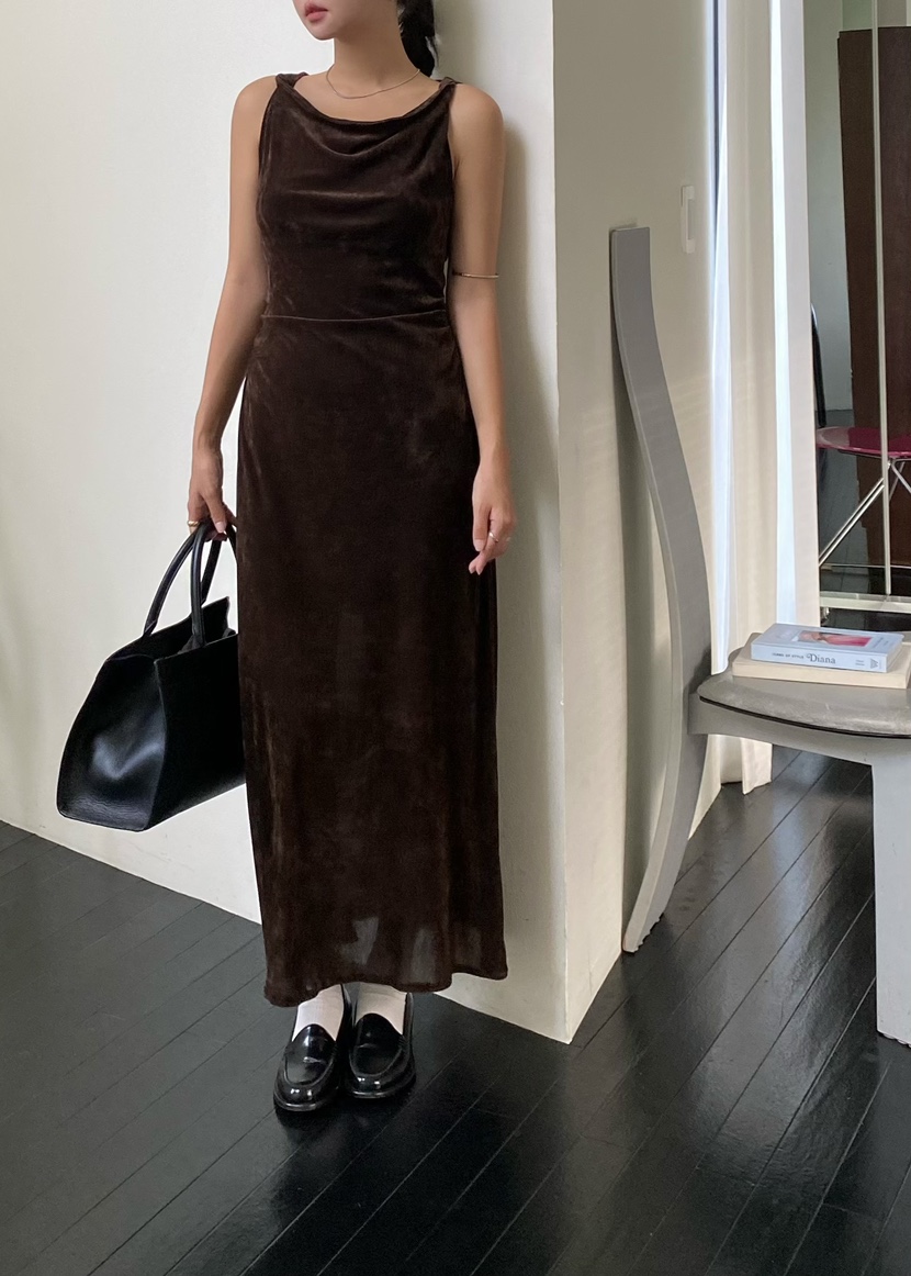 OUPPT韓國代購㊣女裝新款時尚熱賣人氣真品連衣裙天鵝絨網眼OUPPT連衣裙