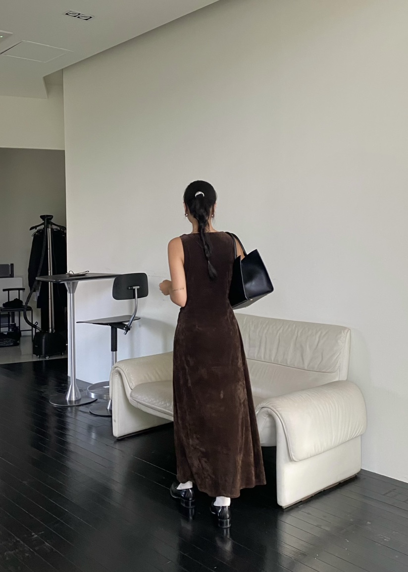 OUPPT韓國代購㊣女裝新款時尚熱賣人氣真品連衣裙天鵝絨網眼OUPPT連衣裙