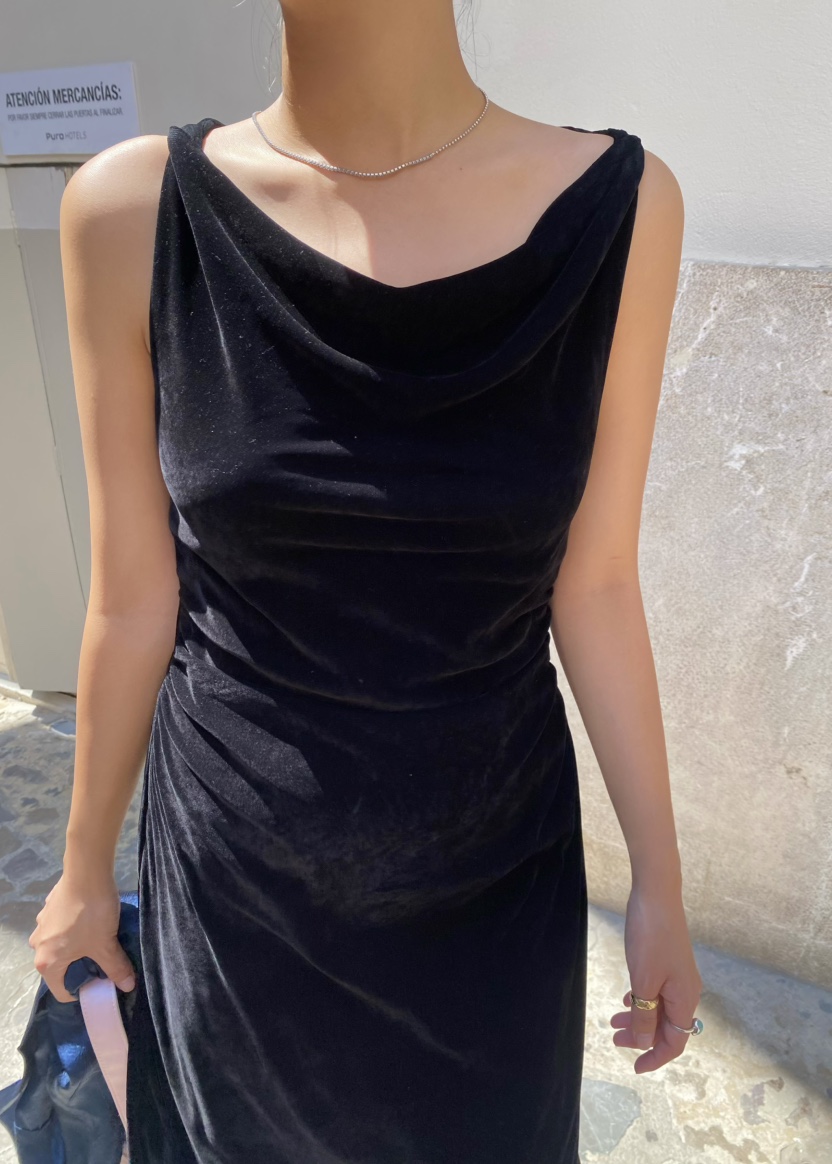 OUPPT韓國代購㊣女裝新款時尚熱賣人氣真品連衣裙天鵝絨網眼OUPPT連衣裙