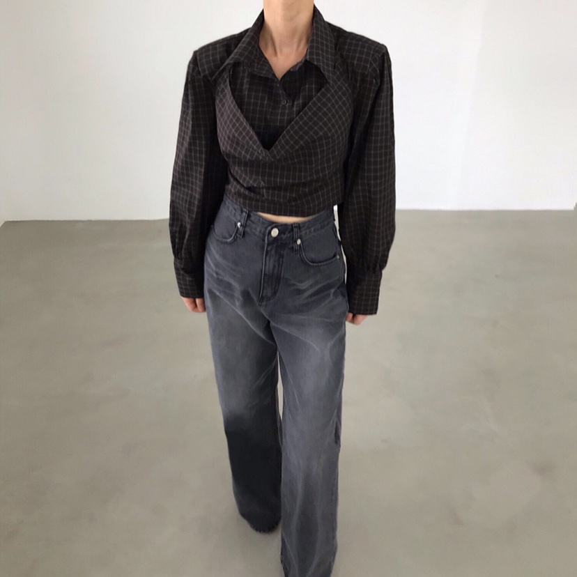 2TWO MOON韓國直郵㊣女裝新款真品時尚休閑襯衫蕾絲衫兩件套2TWO MOON襯衫/蕾絲衫