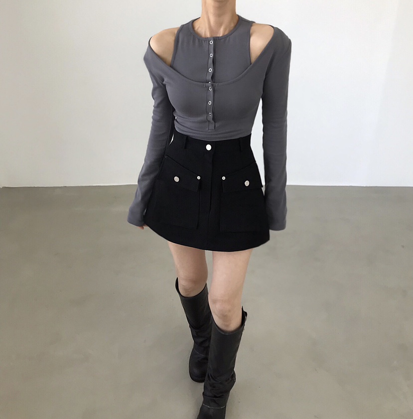 2TWO MOON韓國直郵㊣女士新品時尚職業熱賣25秋冬短裙口袋2TWO MOON短裙