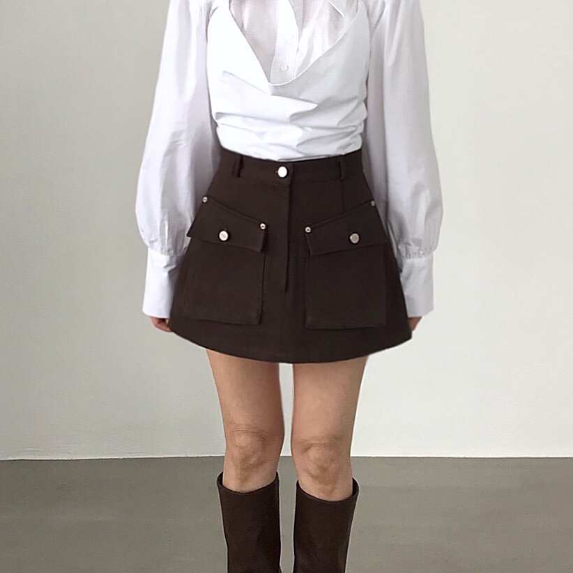 2TWO MOON韓國直郵㊣女士新品時尚職業熱賣25秋冬短裙口袋2TWO MOON短裙圖色2