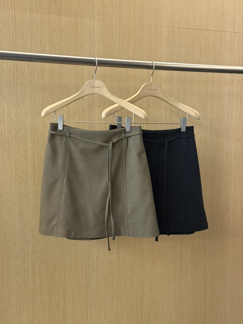 CULLUM韓國代購㊣女士新品25秋冬人氣休閑時尚熱賣短裙含腰帶CULLUM短裙