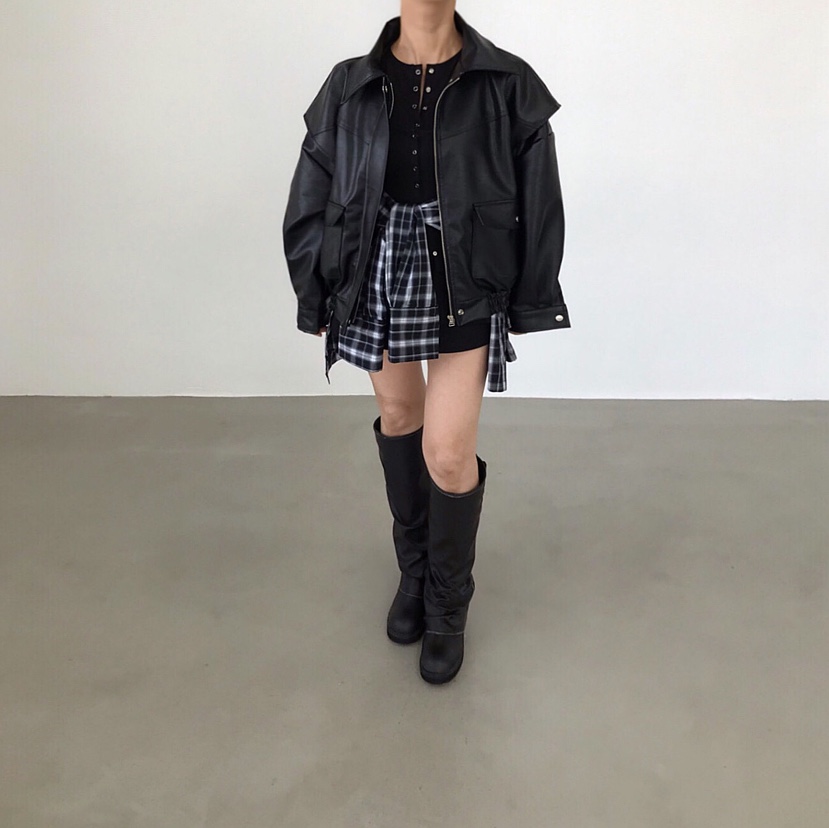2TWO MOON韓國直郵㊣女士新品熱賣25秋冬真品休閑皮衣皮革2TWO MOON皮衣