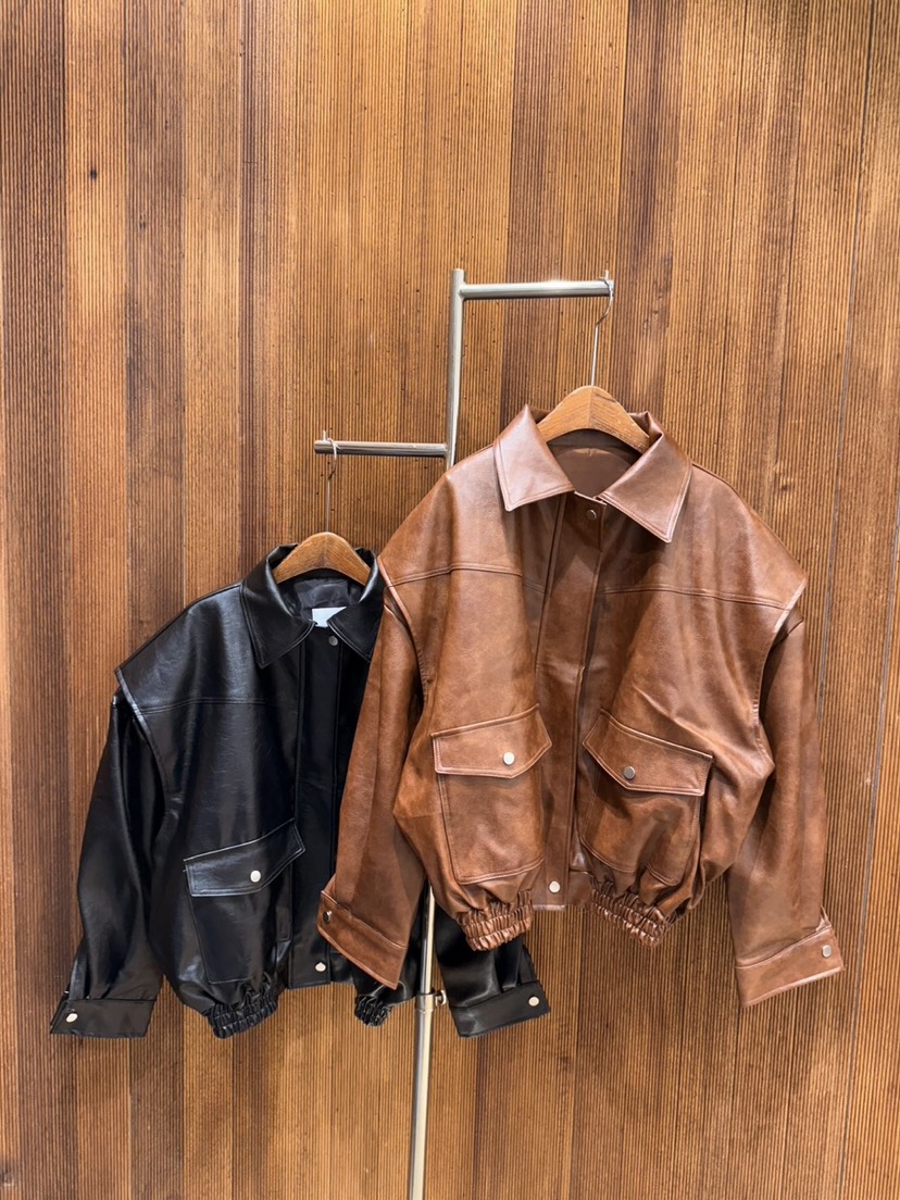 2TWO MOON韓國直郵㊣女士新品熱賣25秋冬真品休閑皮衣皮革2TWO MOON皮衣
