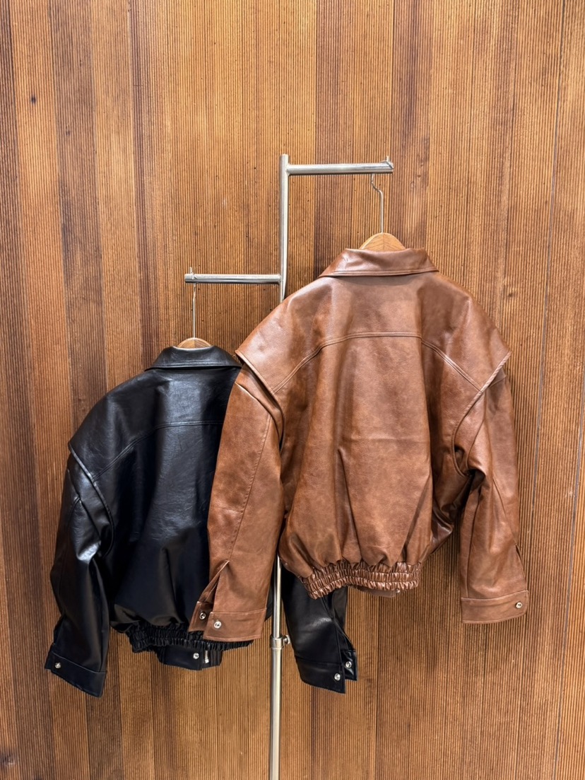 2TWO MOON韓國直郵㊣女士新品熱賣25秋冬真品休閑皮衣皮革2TWO MOON皮衣