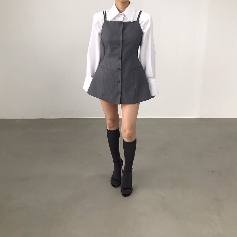 2TWO MOON東大門㊣實拍女裝新款時尚25秋冬連衣裙紐扣背心2TWO MOON連衣裙
