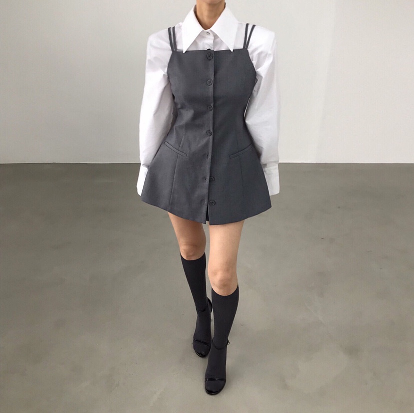2TWO MOON東大門㊣實拍女裝新款時尚25秋冬連衣裙紐扣背心2TWO MOON連衣裙