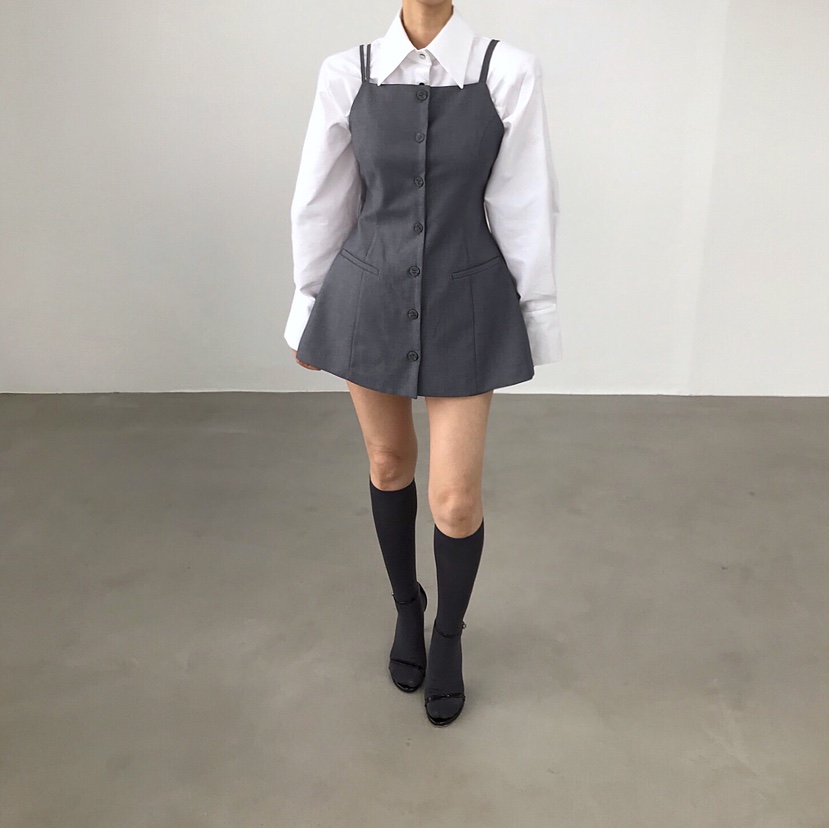 2TWO MOON東大門㊣實拍女裝新款時尚25秋冬連衣裙紐扣背心2TWO MOON連衣裙