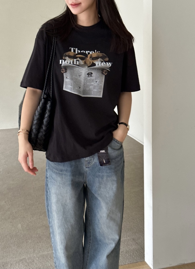 LE VASE東大門㊣實拍女裝新款職業25秋冬時尚熱賣人氣真品T恤LE VASET恤圖色2