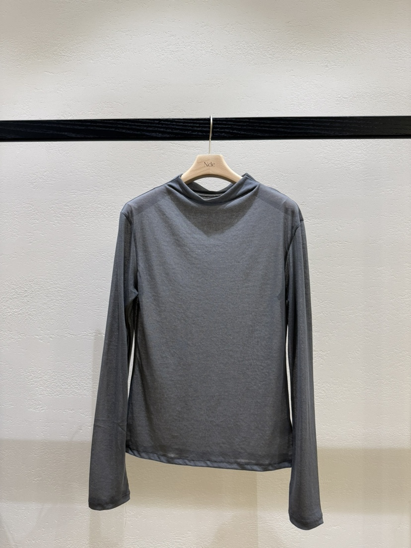 NDE東大門㊣直郵女裝新品25秋冬推薦熱賣休閑長袖T恤高領透視NDE長袖T恤圖色1