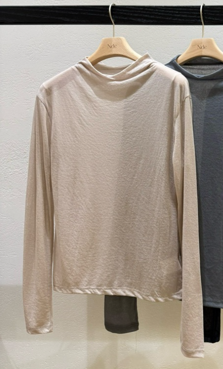 NDE東大門㊣直郵女裝新品25秋冬推薦熱賣休閑長袖T恤高領透視NDE長袖T恤圖色3