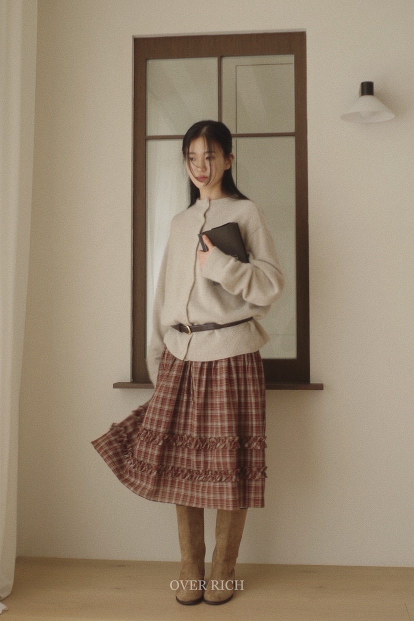 OVER RICH東大門㊣代購女裝新款真品職業25秋冬半身裙中短裙OVER RICH半身裙/中短裙