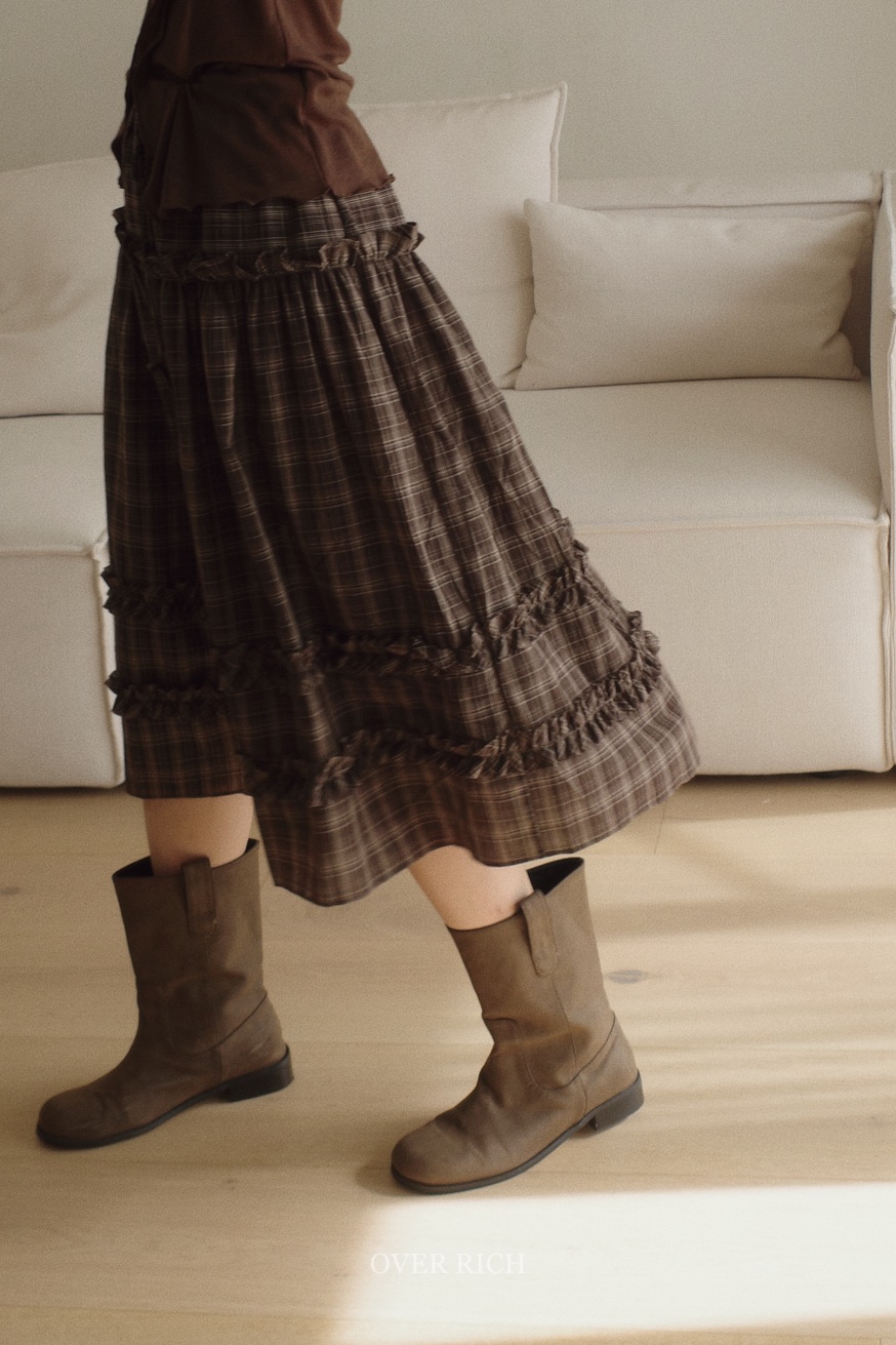 OVER RICH東大門㊣代購女裝新款真品職業25秋冬半身裙中短裙OVER RICH半身裙/中短裙